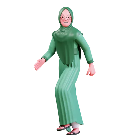 Happy Muslim Female  3D Illustration