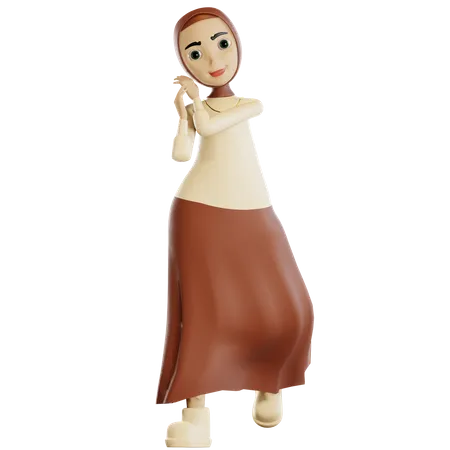 Happy Muslim female  3D Illustration