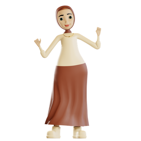 Happy Muslim female  3D Illustration