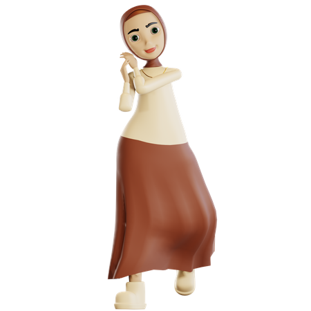Happy Muslim female 3D Illustration