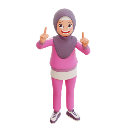 Happy Muslim Girl  3D Illustration