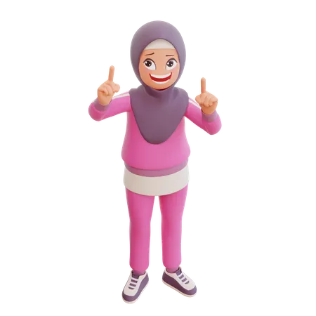 Happy Muslim Girl  3D Illustration