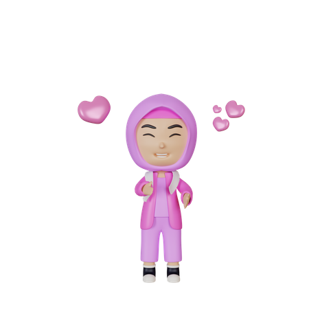 Happy Muslim girl  3D Illustration