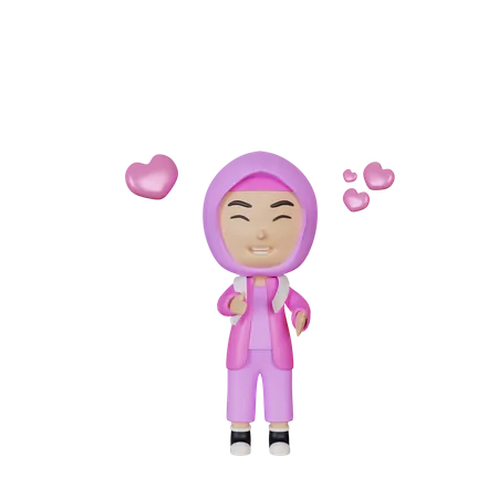 Happy Muslim girl  3D Illustration