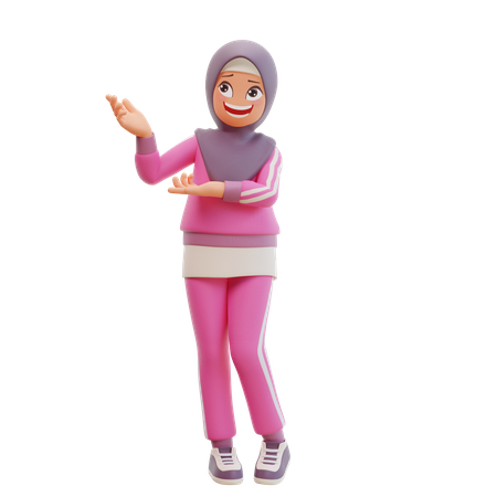 Happy Muslim Girl  3D Illustration