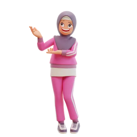 Happy Muslim Girl  3D Illustration