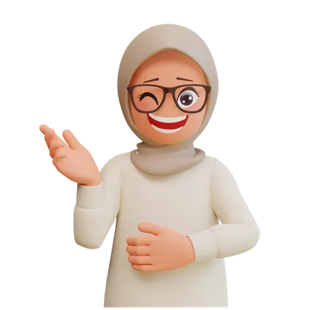 Happy Muslim Girl  3D Illustration