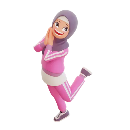 Happy Muslim Girl 3D Illustration