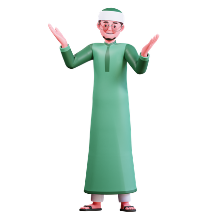 Happy Muslim Man  3D Icon