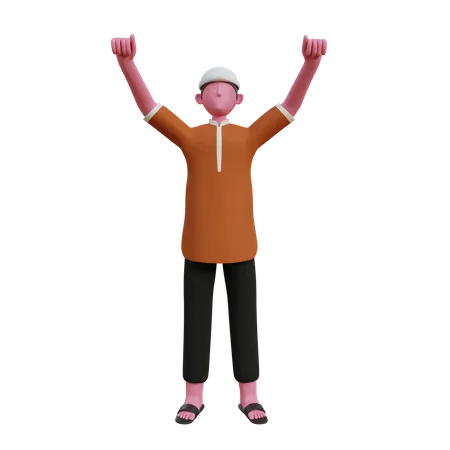 Happy Muslim man  3D Illustration