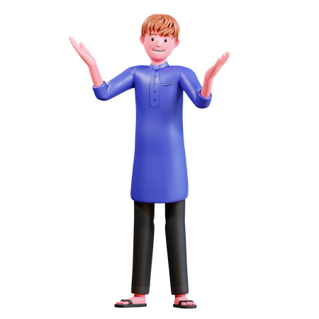 Happy Muslim Man  3D Illustration