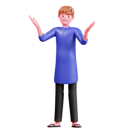 Happy Muslim Man  3D Illustration