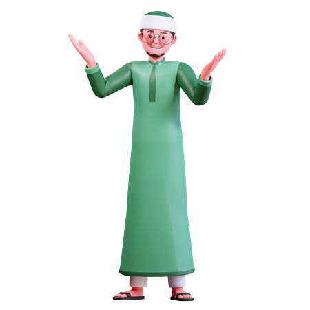 Happy Muslim Man  3D Illustration