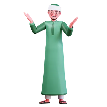 Happy Muslim Man  3D Illustration