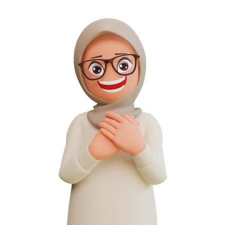 Happy Muslim Woman  3D Illustration