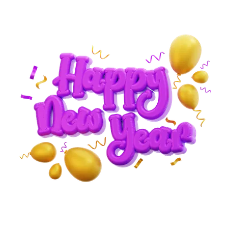 3 D Happy New Year Illustration 3D Icon