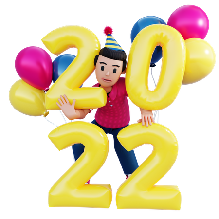Happy New Year 2022  3D Icon