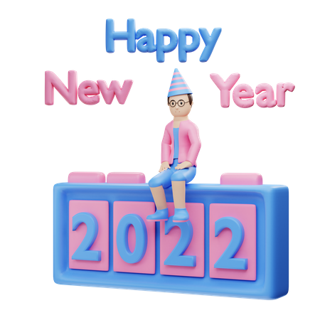 Happy New Year 2022  3D Illustration