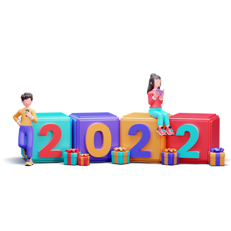 Happy New Year 2022 Celebration  3D Icon