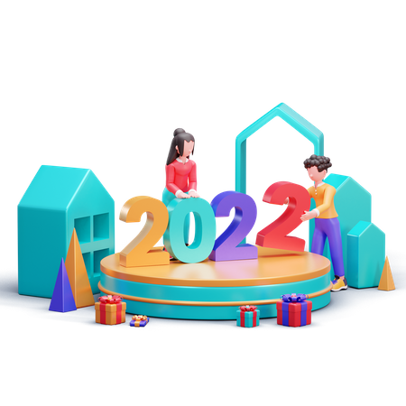 Happy New Year 2022 Celebration  3D Icon