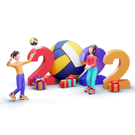 Happy New Year 2022 Celebration 3D Illustration