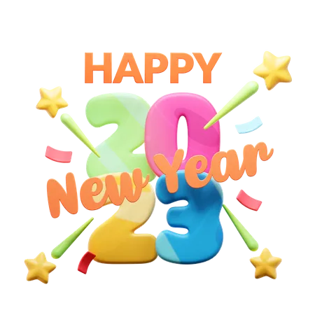 Happy New Year 2023  3D Icon