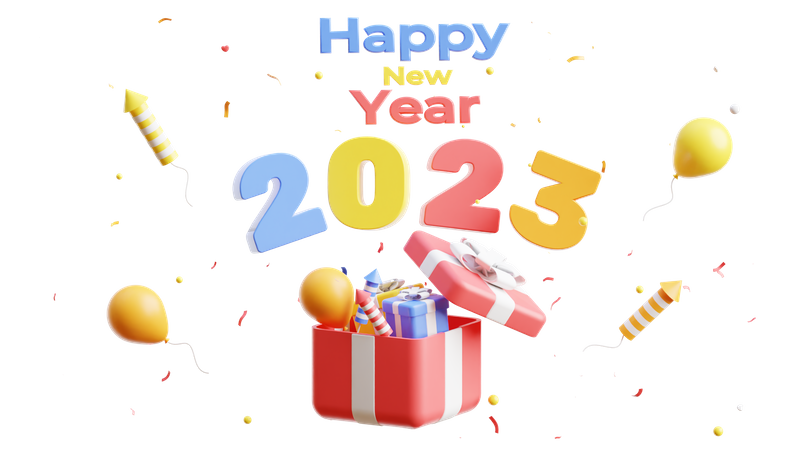 Happy New Year 2023  3D Icon