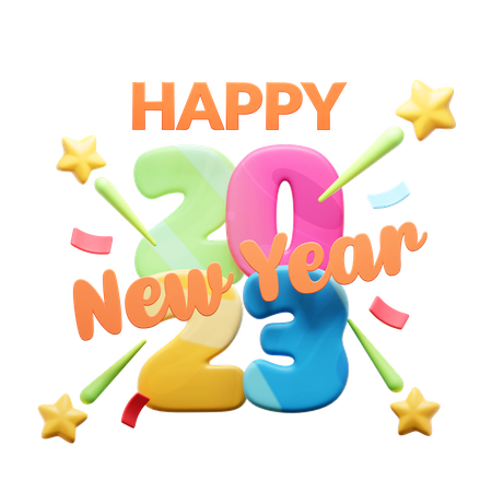Happy New Year 2023 3D Icon