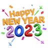 happy new year 2023 3d logo