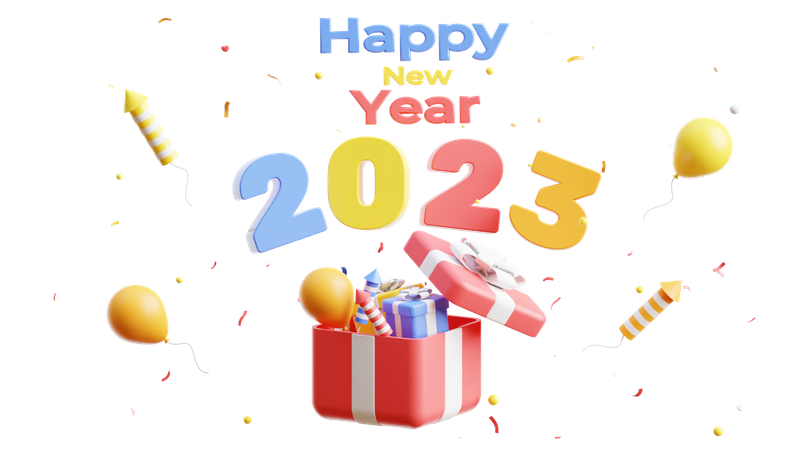 Happy New Year 2023 3D Illustration