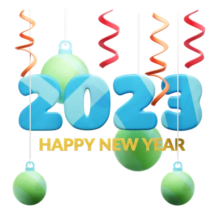 Happy New Year 2023 Decoration 3D Icon