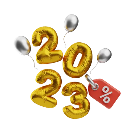 Happy New Year 2023 Discount  3D Icon