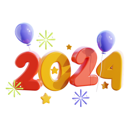 Happy new year 2024  3D Icon