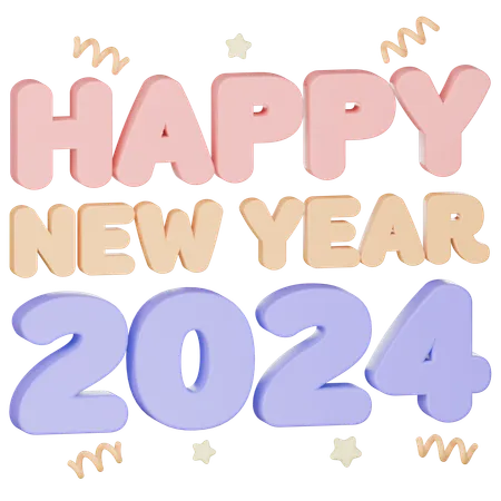 Happy New Year 2024 Illustration 3 D Icon Render 3D Icon