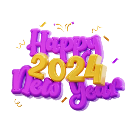 3 D Happy New Year 2024 Illustration 3D Icon