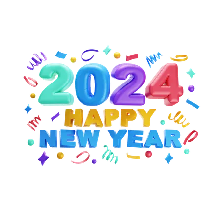 Happy new year 2024  3D Icon