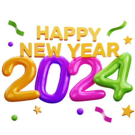 Happy New Year 2024  3D Icon