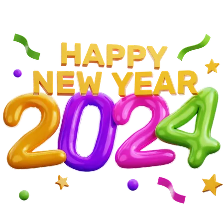 Happy New Year 2024  3D Icon