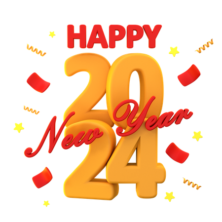 Happy New Year 2024  3D Icon