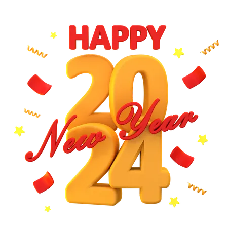 Happy New Year 2024  3D Icon