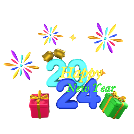 Happy New Year 2024  3D Icon