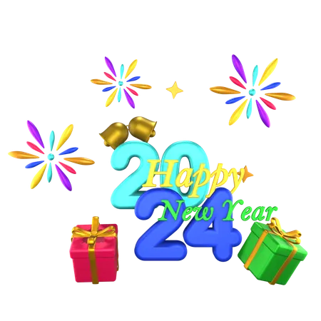 Happy New Year 2024  3D Icon