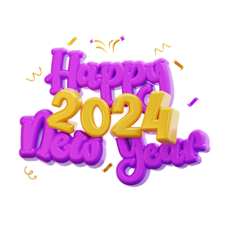 Happy New Year 2024  3D Icon