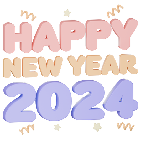 Happy New Year 2024  3D Icon