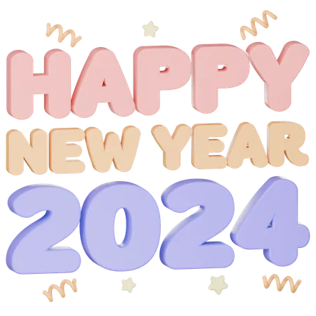 Happy New Year 2024  3D Icon