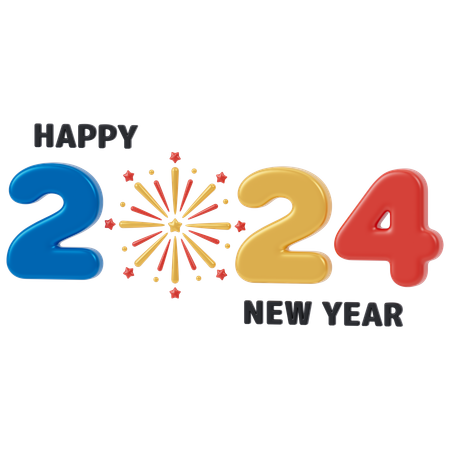 Happy New Year 2024  3D Icon