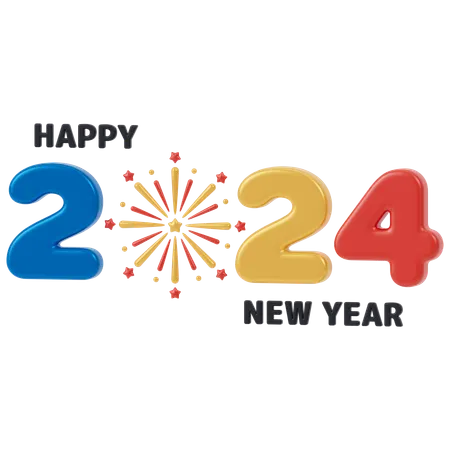 Happy New Year 2024  3D Icon