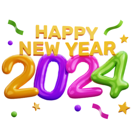 Happy New Year 2024  3D Icon