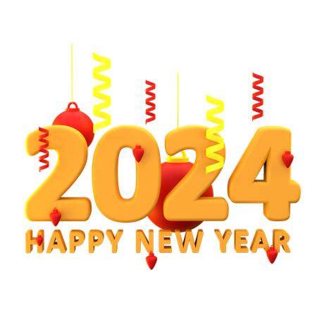 Happy New Year 2024 Decoration  3D Icon