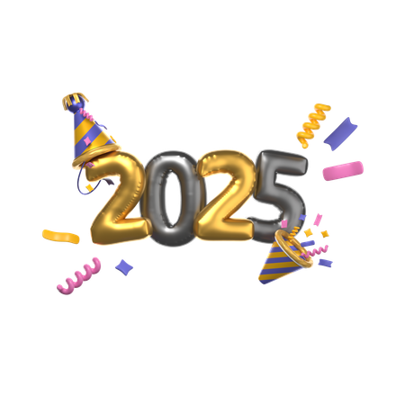 Happy New Year 2025  3D Icon